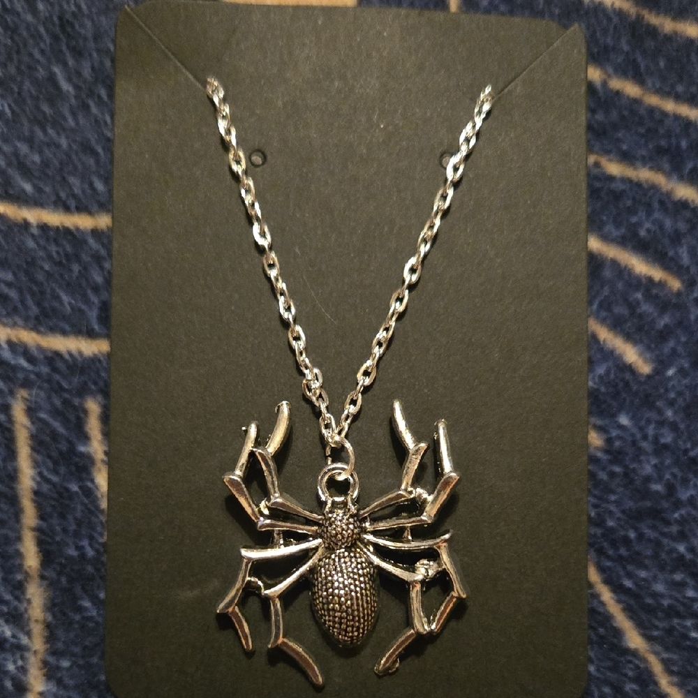 Silver Spider Pendant Necklace